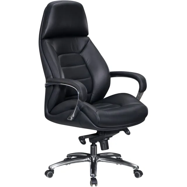 Cosmo Casa XXL Bureaustoel - Ergonomisch - Leer - Directiestoel - Zwart - Kantelbaar - Verstelbaar