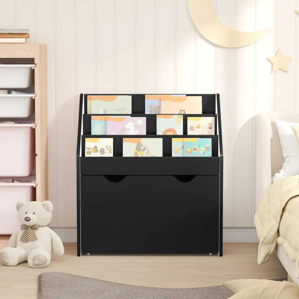 vidaXL Kinderen Boekenkast Zwart 60 x 29,5 x 69 cm Bewerkt hout, foto 4