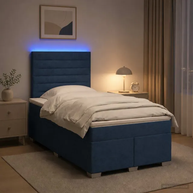 vidaXL Boxspringbed met matras met hoofdeinde Blauw 120 x 200 cm Stof