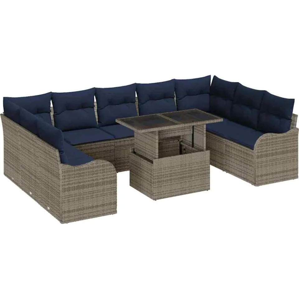 vidaXL Tuin Sofa Set 10 st Grijs Poly riet