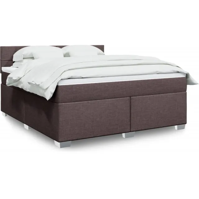 vidaXL Boxspring met matras stof donkerbruin 180x200 cm