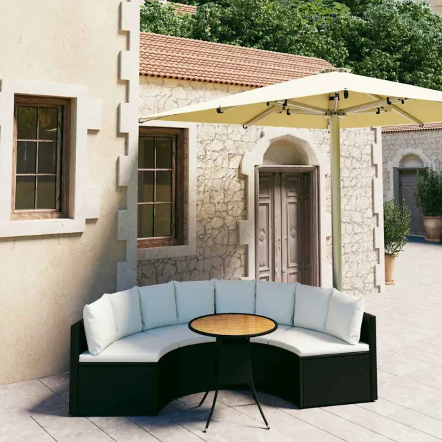 vidaXL 4-delige Loungeset met kussens poly rattan zwart, foto 2