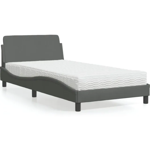 vidaXL Bed met matras "Dover" stof donkergrijs 100x200 cm