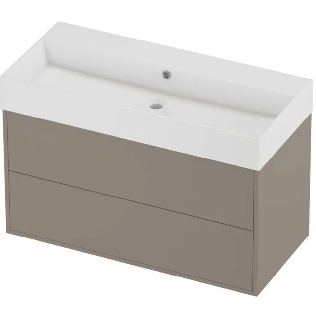 Proline Zara Badmeubelset Porselein Loft 2 Laden 100x46x65 cm Glans Wit Clay Beige
