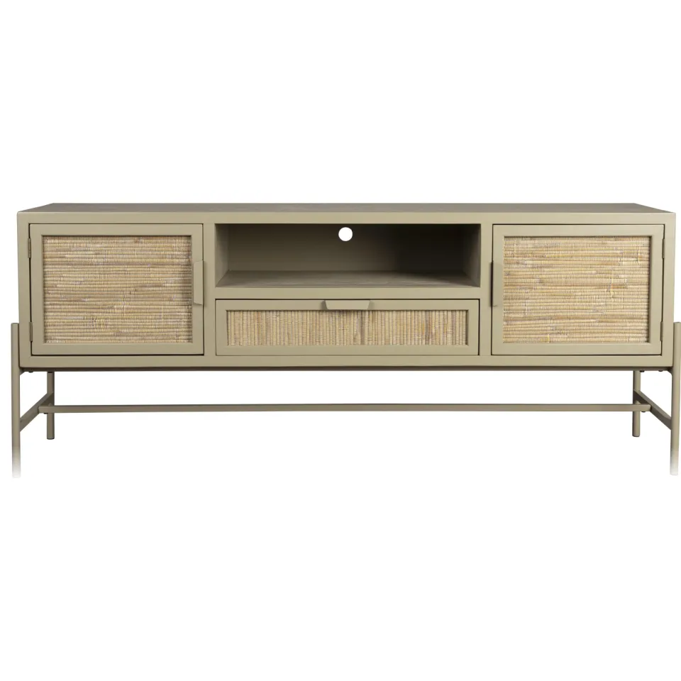 Dutchbone Yasu tv-meubel rattan 148 cm grijsgroen Beige