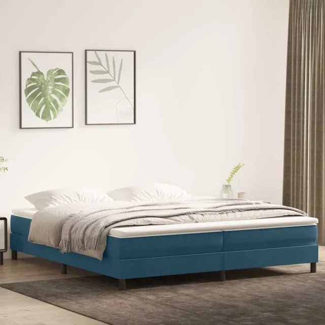 vidaXL Boxspring zonder matras fluweel donkerblauw 200x210 cm