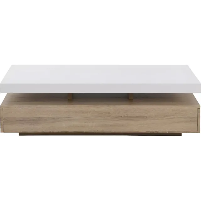 Vente-unique Salontafel FELIX - 2 lades - MDF - Kleuren: eiken en wit Natuurlijk licht, Wit