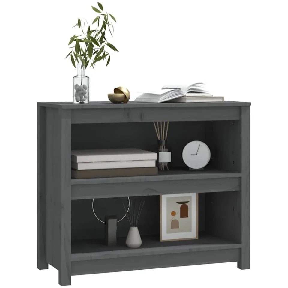 vidaXL Boekenkast 80x35x68 cm massief grenenhout grijs