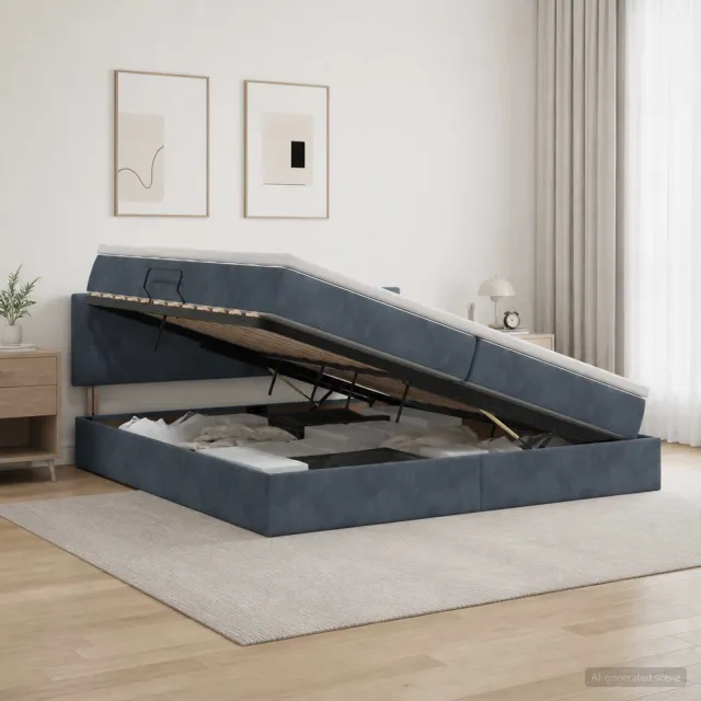 vidaXL Opslag bed met hoofdeinde Donkergrijs 200 x 200 cm Fluweel