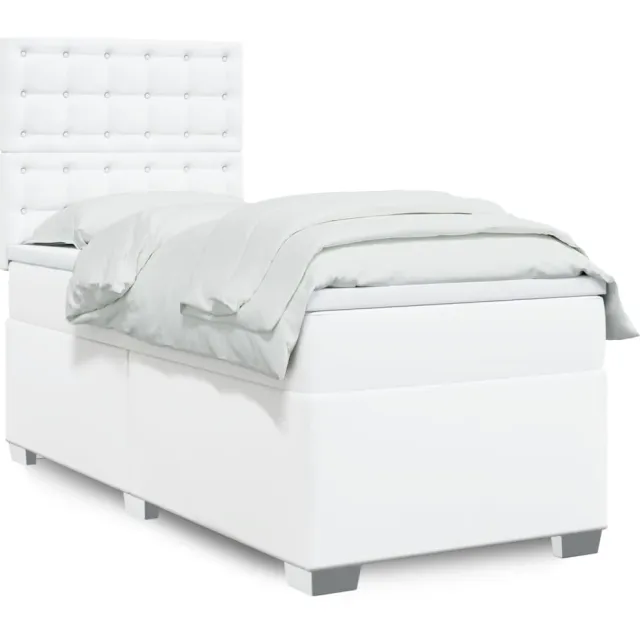 vidaXL Boxspring met matras kunstleer wit 100x200 cm