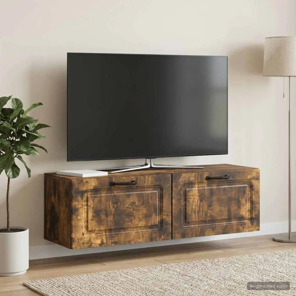 vidaXL Wandbeugel TV-kast Gerookt eiken 98 x 31 x 30 cm Bewerkt hout, foto 4