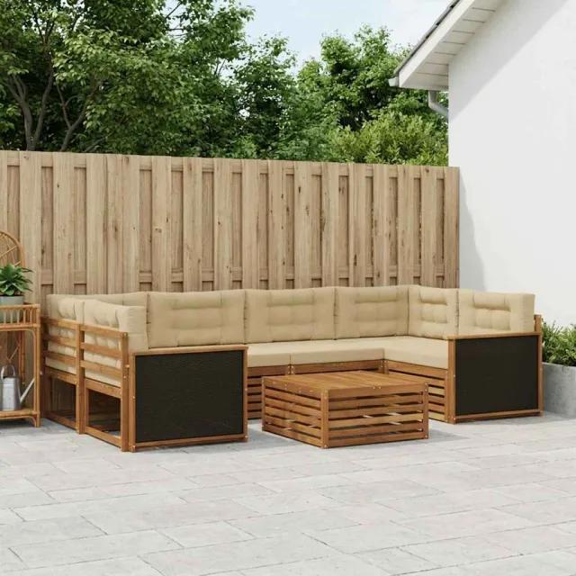 vidaXL Buiten bankenset 7 st 6-zits Natuurlijk en Beige