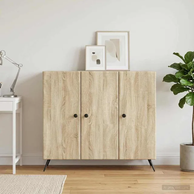vidaXL Dressoir Sonoma Eiken 89 x 34,5 x 80 cm Bewerkt hout Bruin