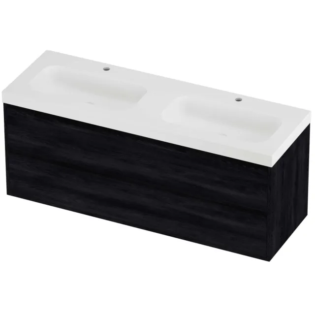 Proline Haga Badmeubelset Polystone Mezza Greeploos 140x46x58 cm Mat White Black Oak Eiken