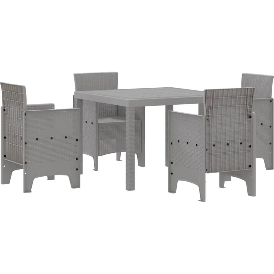 vidaXL Tuin Eetset 5 st Lichtgrijs Polypropyleen