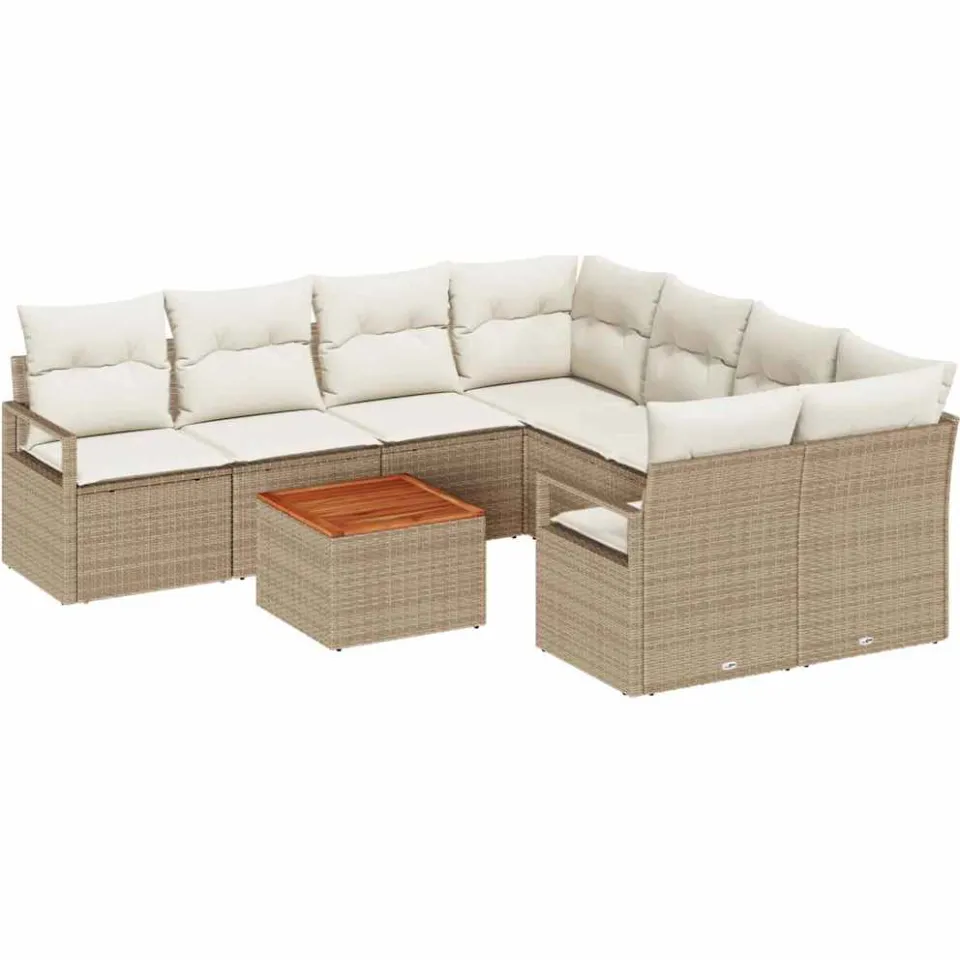 vidaXL Tuinbankenset 9 st Beige poly rattan