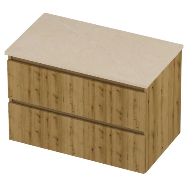 Proline Deck Badmeubelset Hardsteen Symmetrisch Gefreesd 80x46x55 cm Sand Stone Urban Oak Eiken