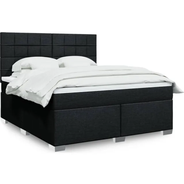 vidaXL Boxspring met matras stof zwart 180x200 cm