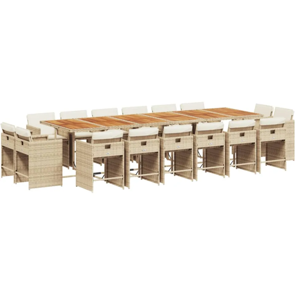 vidaXL 17-delige Tuinset met kussens poly rattan beige, foto 3