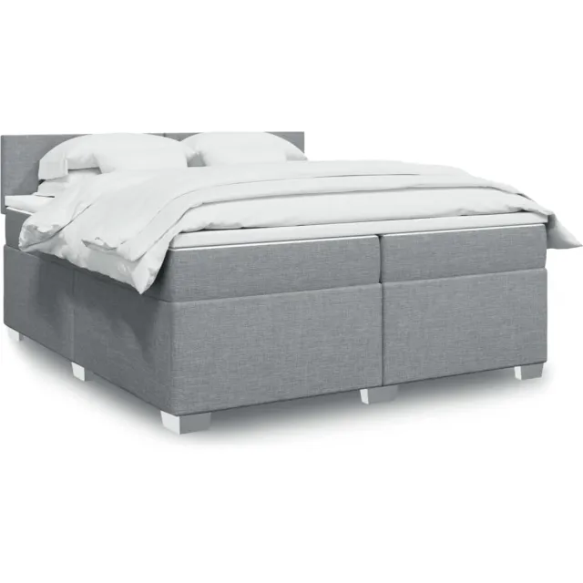 vidaXL Boxspring met matras stof lichtgrijs 200x200 cm grijs