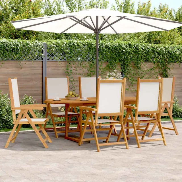 vidaXL 7-delige Tuinset massief hout en stof crèmewit, foto 2