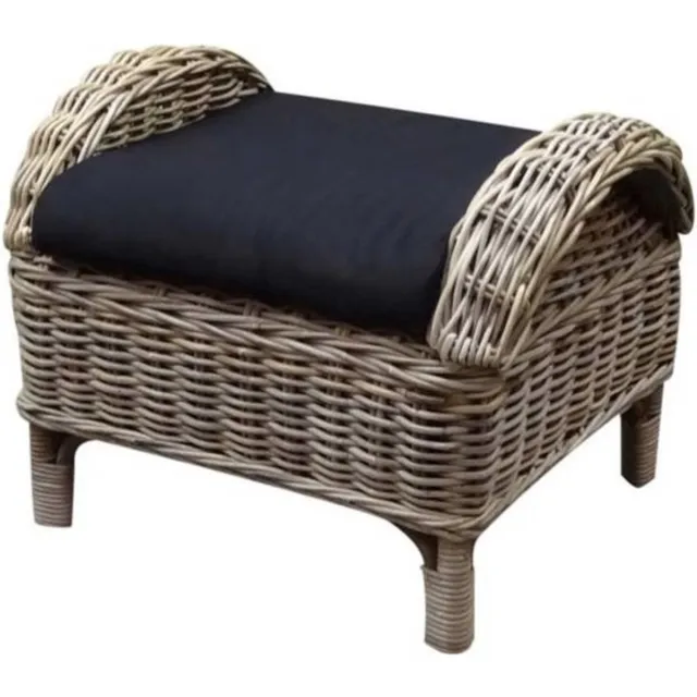 AVH-Collectie Naturel relax voetenbank 50x65xH43 cm - olefin black Bruin, Zwart