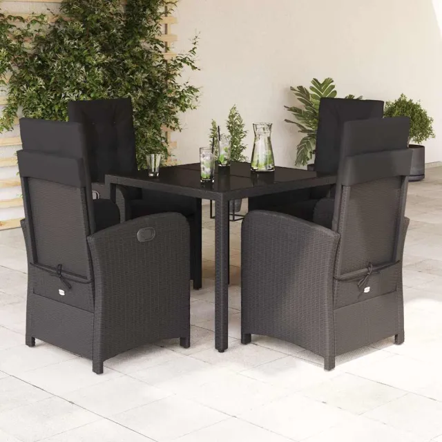 vidaXL 5-delige Tuinset met kussens poly rattan zwart, foto 2