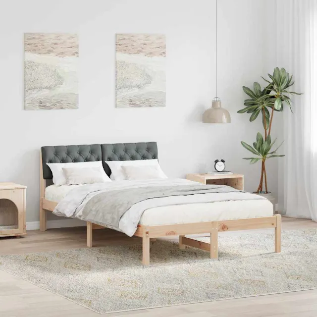 vidaXL Bedframe Bruin en donkergrijs 120 x 190 cm Massief grenenhout