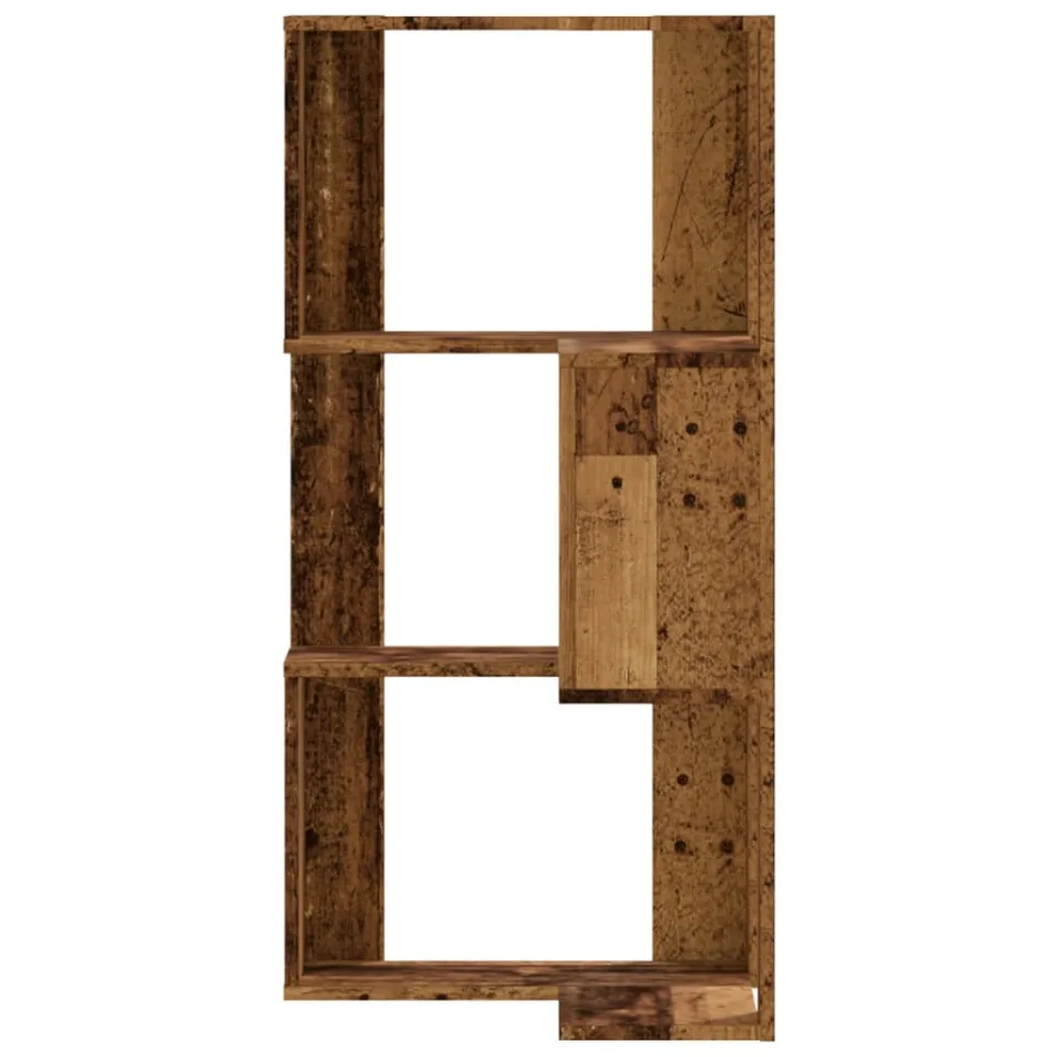 vidaXL Boekenkast 3-laags hoek 50x50x102 cm bewerkt hout oud houtkleur bruin, foto 4