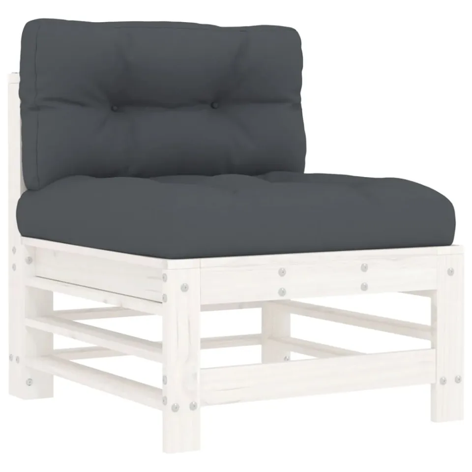 vidaXL 6-delige Loungeset met kussens massief hout wit, foto 4