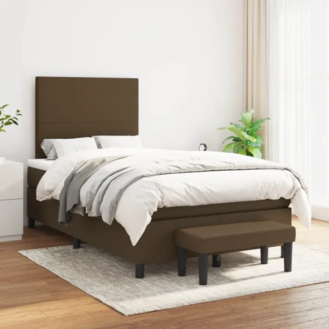 vidaXL Boxspring met matras stof donkerbruin 120x200 cm