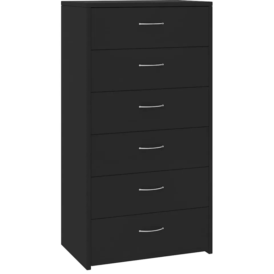 vidaXL Dressoir met 6 lades 50x34x96 cm bewerkt hout zwart, foto 3