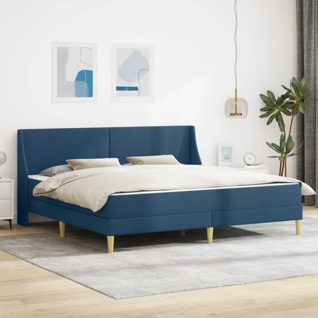 vidaXL Bedframe met matras Blauw 180 x 200 cm Polyester
