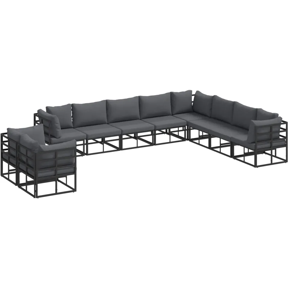 vidaXL Tuinbankenset 10 st Zwart Aluminium