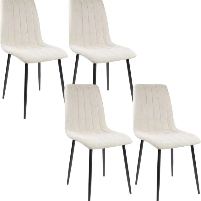 Albatros International Albatros Garda Eetkamerstoelen Set van 4, Beige - Comfortabele gestoffeerde stoel, modern en stijlvol - Elegante keukenstoel, eetkamerstoel of eettafelstoel in retro look