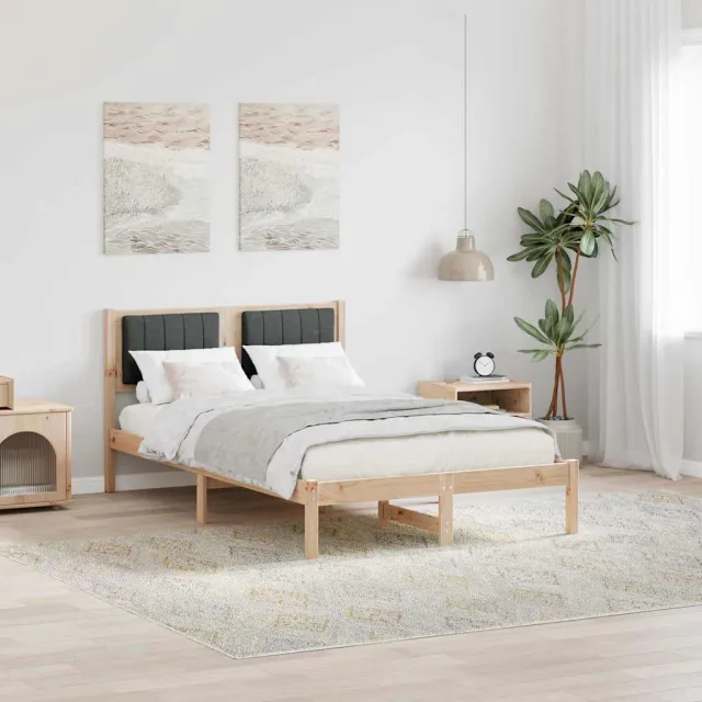 vidaXL Bedframe met Gevoerd Hoofdgedeelte Donkergrijs 120 x 200 cm Bruin