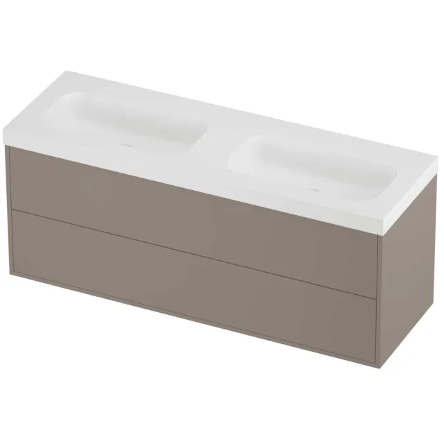 Proline Haga Badmeubelset Polystone Mezza Dubbel 140x46x58 cm Mat White Clay Beige