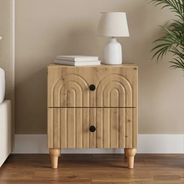 vidaXL Nachtkastje Artisanaal eiken 43 x 34,5 x 48 cm Bewerkt hout Bruin