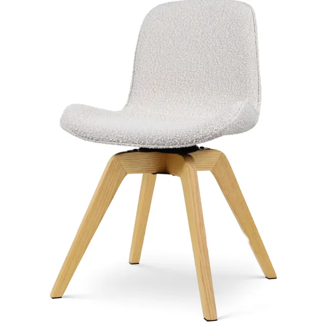 Nolon Noor-Fé draaibare eetkamerstoel bouclé beige - houten onderstel