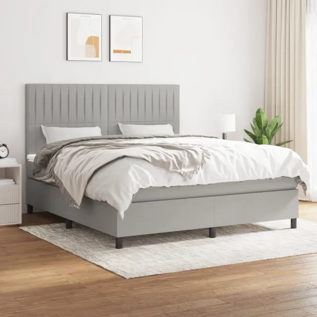 vidaXL Boxspring met matras stof lichtgrijs 160x200 cm grijs