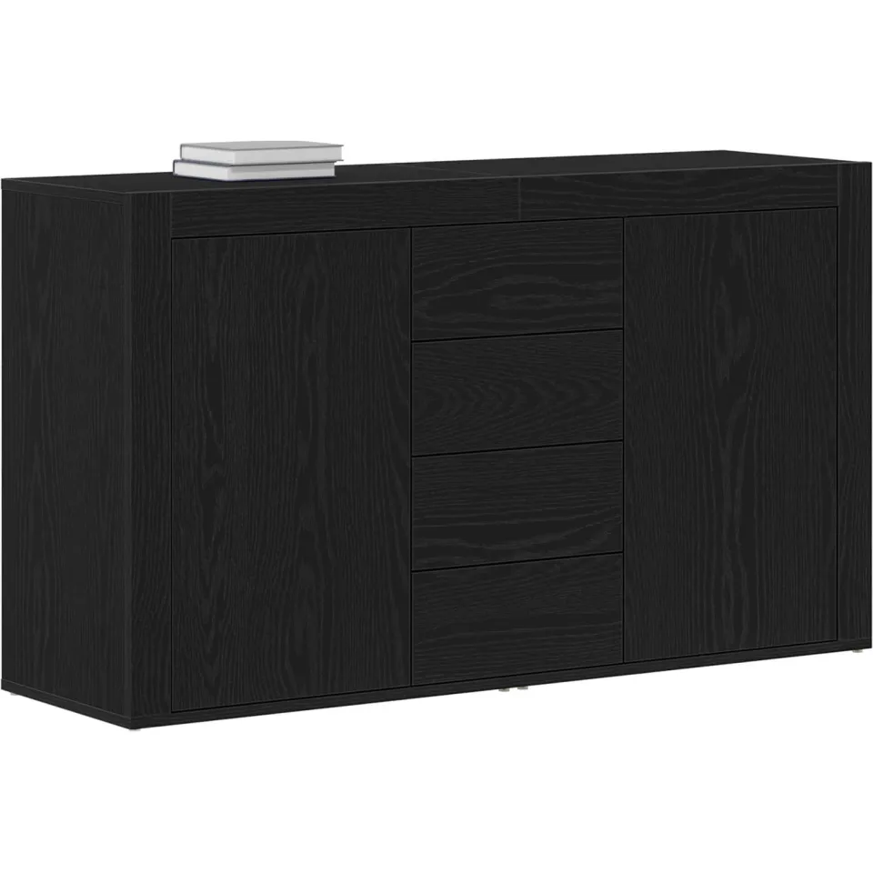 vidaXL Dressoir Zwart Eiken 120 x 36 x 69 cm Bewerkt hout