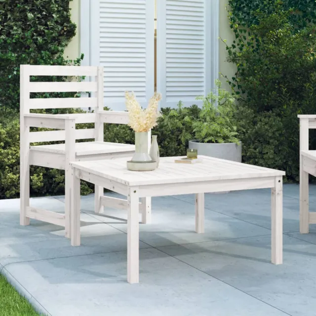 vidaXL Tuintafel 82,5x82,5x45 cm massief grenenhout wit, foto 2