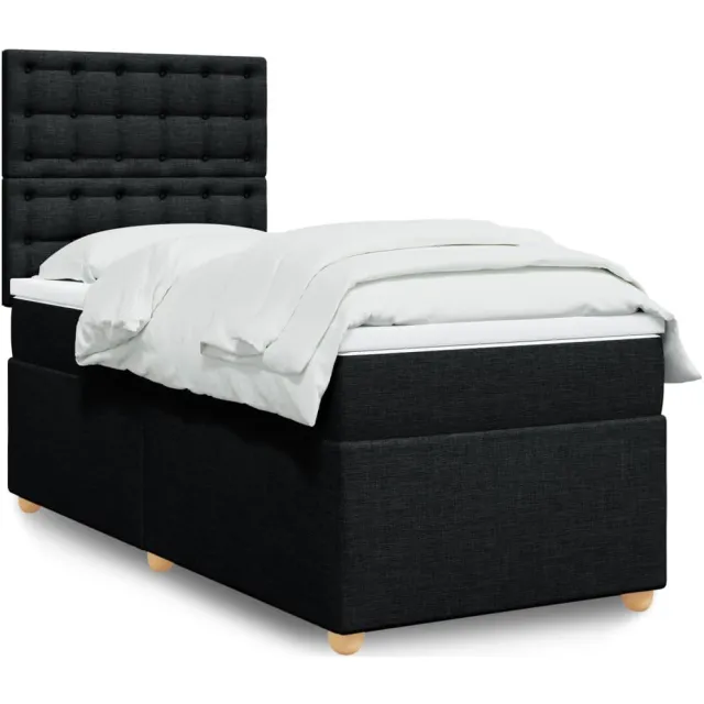 vidaXL Boxspring met matras stof zwart 90x190 cm