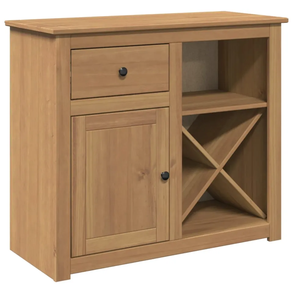 vidaXL Dressoir met lade Panama 93x40x80 cm massief grenenhout bruin, foto 3