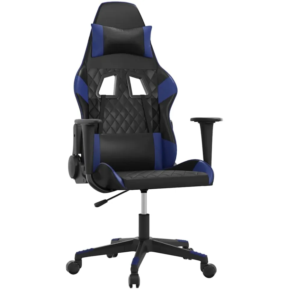 vidaXL Gamestoel kunstleer zwart en blauw, foto 3