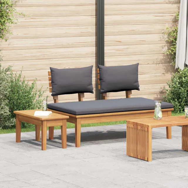 vidaXL Tuinbank en Tafel Set 2 st Grijs en Bruin Massief teakhout