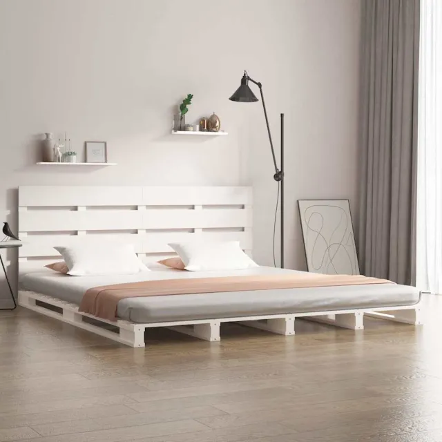 vidaXL Bedframe zonder matras massief grenenhout wit 200x200 cm