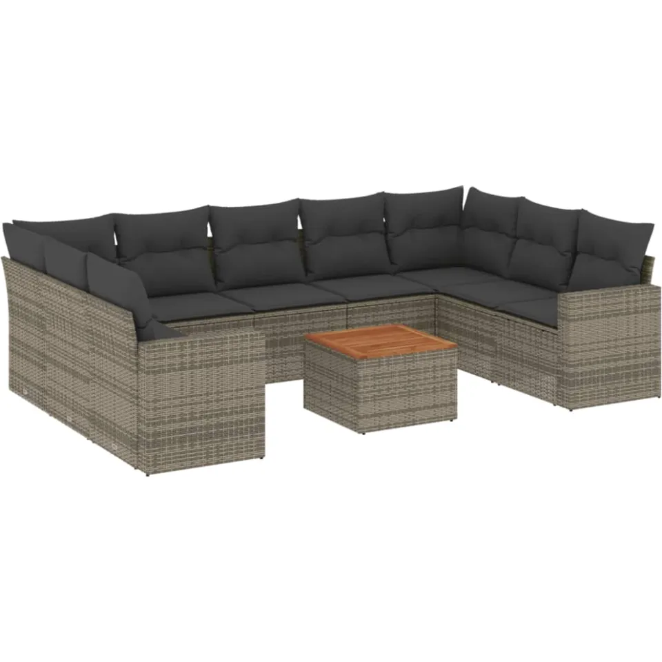vidaXL Patio Sofa Set 10-zits Grey and Dark Grey, foto 3