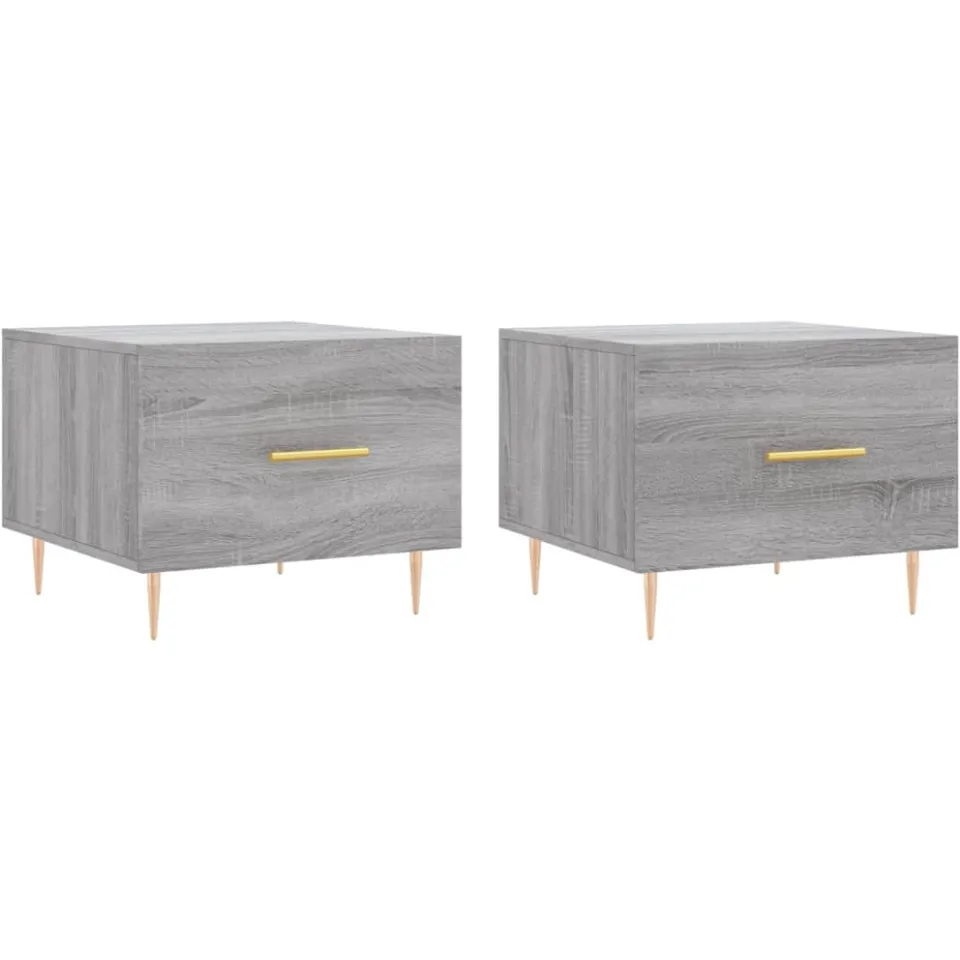 vidaXL Salontafels 2 st 50x50x40 cm bewerkt hout grijs sonoma eiken
