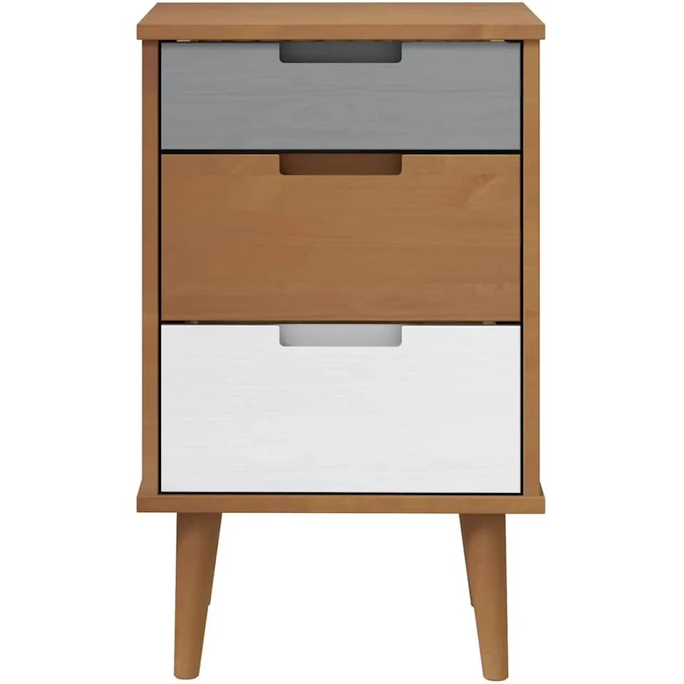 vidaXL Nachtkastje MOLDE 40x35x65 cm massief grenenhout bruin